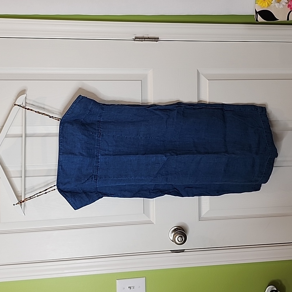 Lauren Ralph Lauren Denim Looking Linen Dress With Beaded Removeable Straps 10P